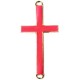 Metal connector charm Cross 46x23mm Gold - pink red